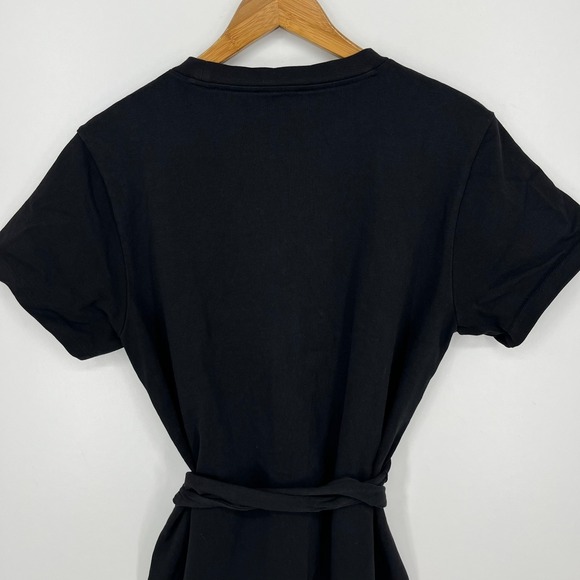 Vince Short Sleeve Tie-Waist T-Shirt Dress Women's Size L Black Crew Neck Cotton - Picture 6 of 9